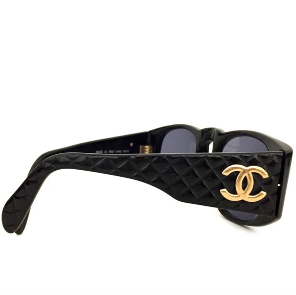 CHANEL MATELASSE 01450 CC LOGO BLACK SUNGLASSES VINTAGE/R5386 - Picture 3 of 10